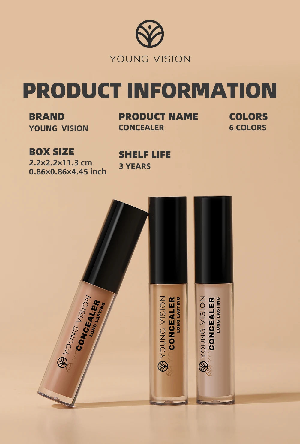 YOUNG VISION Matte Finish Soft-Focus Concealer Brightens complexion Waterproof Contouring concealer for sculpted definition