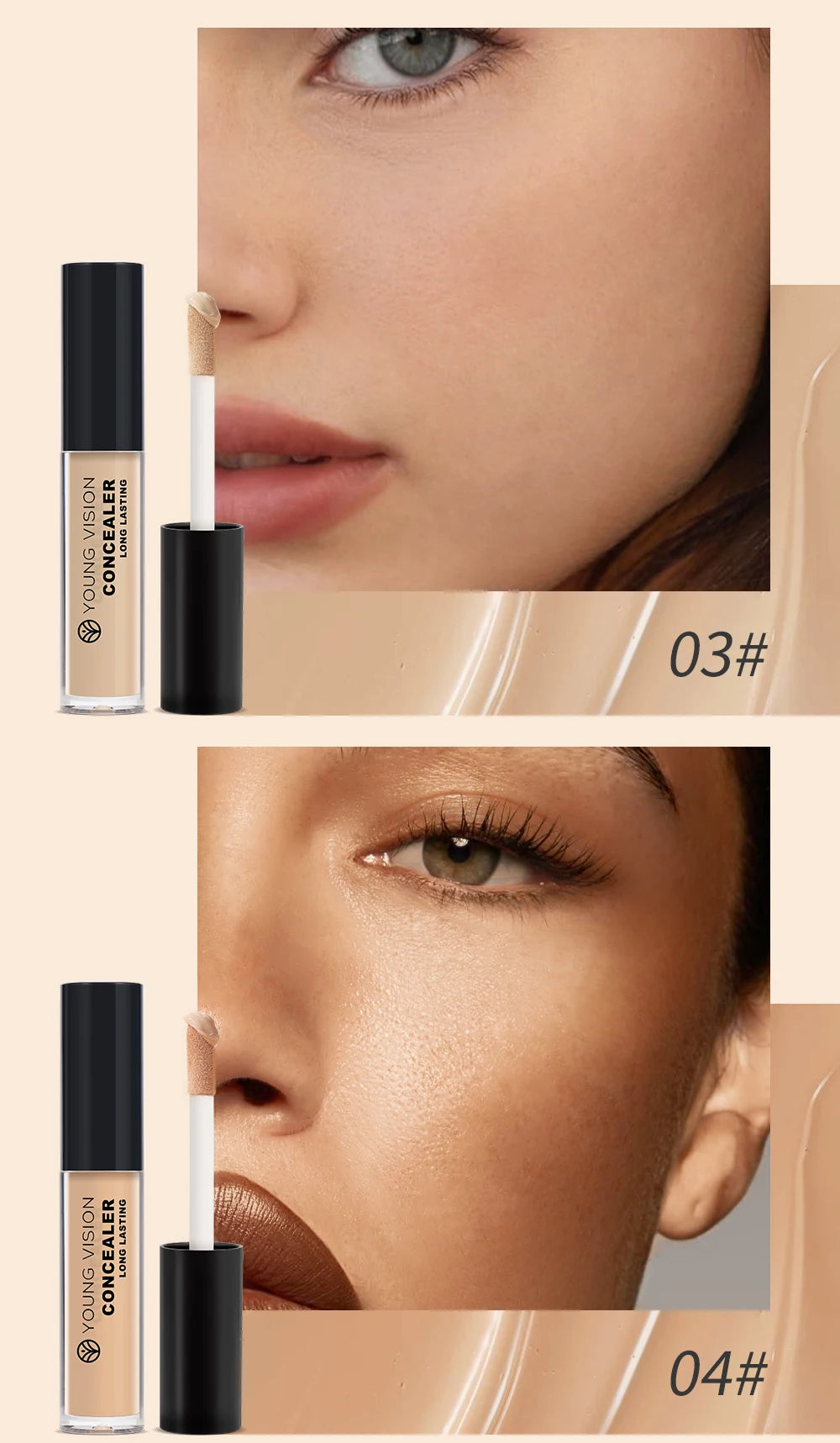 YOUNG VISION Matte Finish Soft-Focus Concealer Brightens complexion Waterproof Contouring concealer for sculpted definition