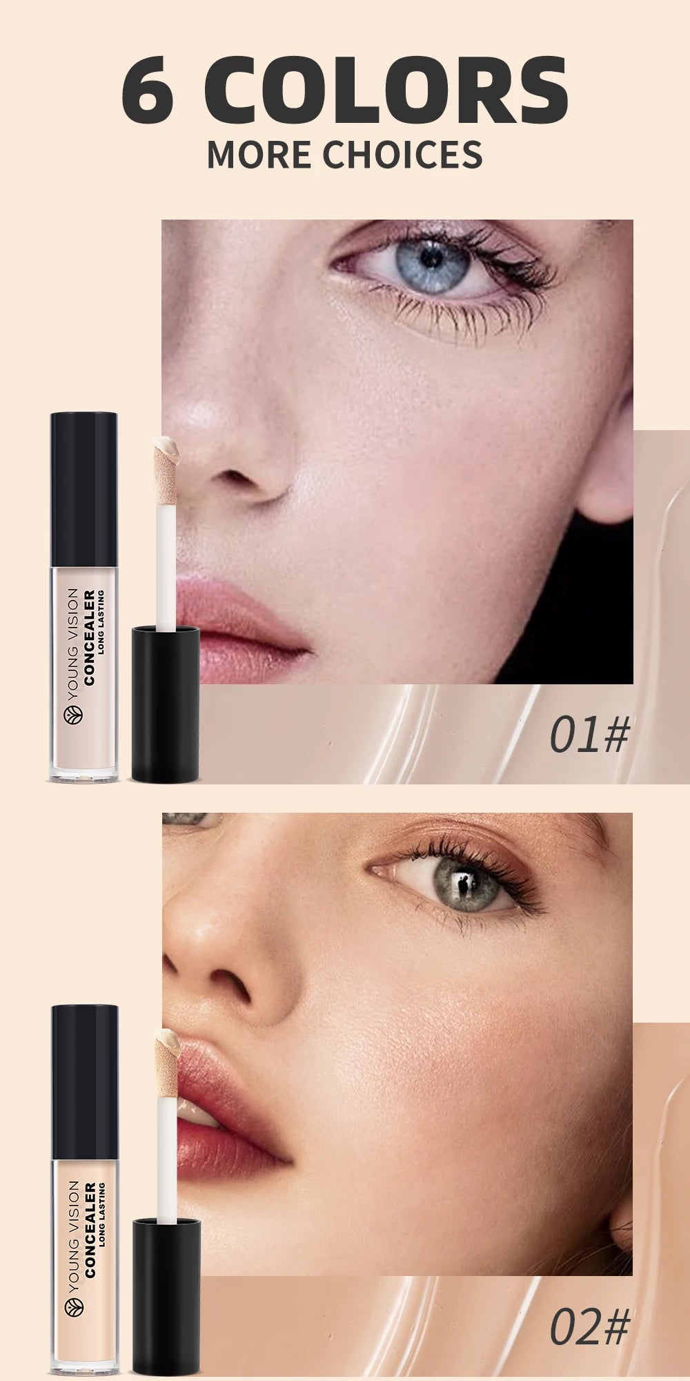 YOUNG VISION Matte Finish Soft-Focus Concealer Brightens complexion Waterproof Contouring concealer for sculpted definition