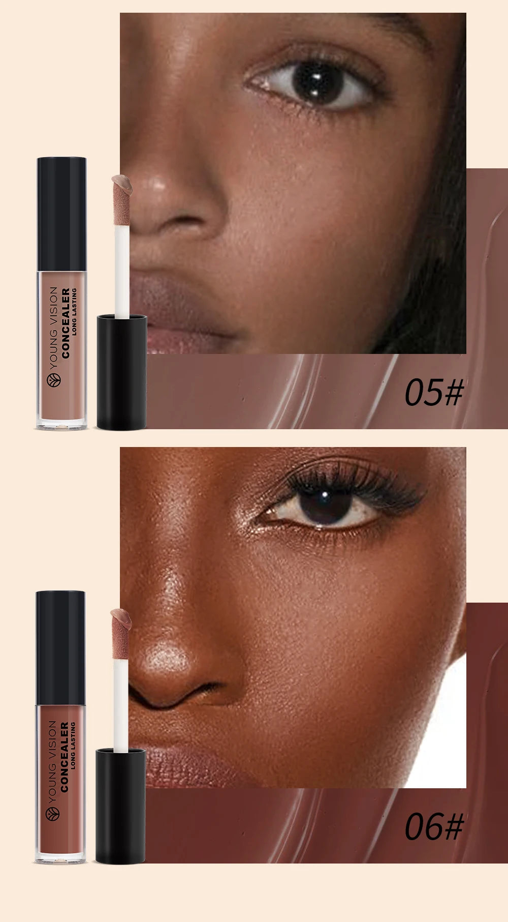 YOUNG VISION Matte Finish Soft-Focus Concealer Brightens complexion Waterproof Contouring concealer for sculpted definition
